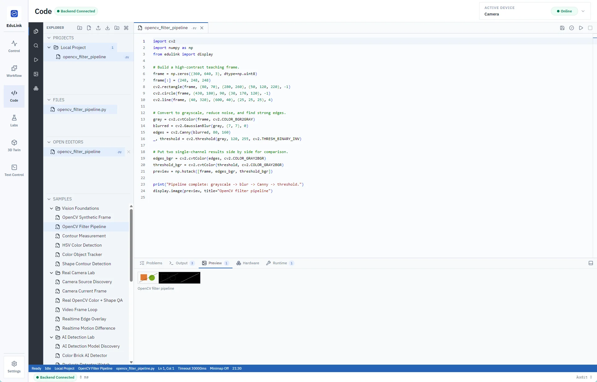 Python vision + hardware programming