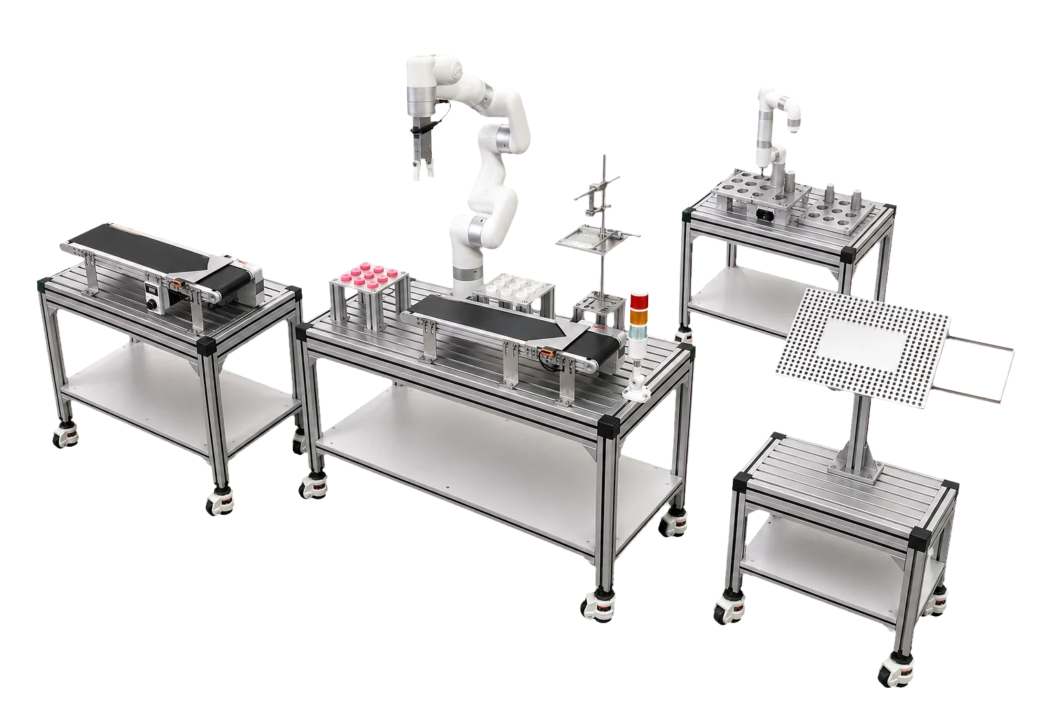 Modular robotics workstations for CTE and STEM automation labs.